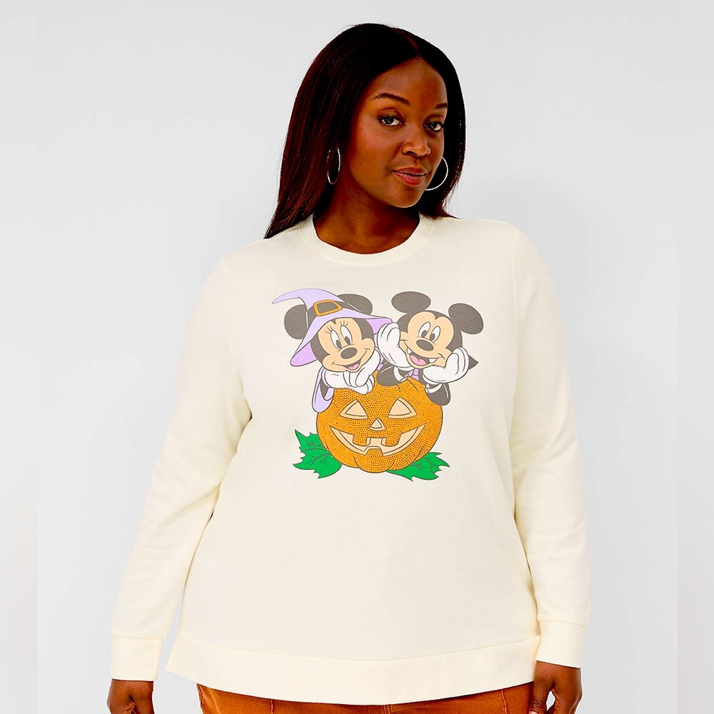 LaneBryant Disney Mickey&Minnie Rhinestone Pumpkin Graphic Sweatshirt 30/32 NWT